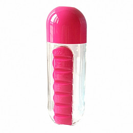 Бутилка для води з таблетницею Pill Vitamin Water Bottle Рожевий (hub_vushdc)
