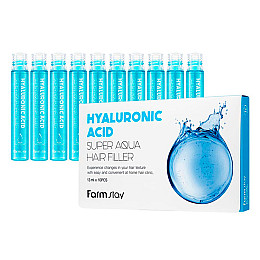 Набір зволожуючих філерів для волосся FarmStay Hyaluronic Acid Super Aqua Hair Filler 10 шт × 13 мл (8809615881439)