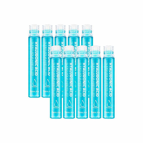 Набор увлажняющих филлеров для волос FarmStay Hyaluronic Acid Super Aqua Hair Filler 10 шт × 13 мл (8809615881439)