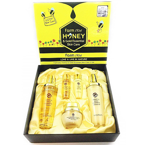 Набор по уходу за кожей лица с экстрактом меда и коллоидным золотом Farmstay Honey & Gold Essential Skin Care (8809237820892)