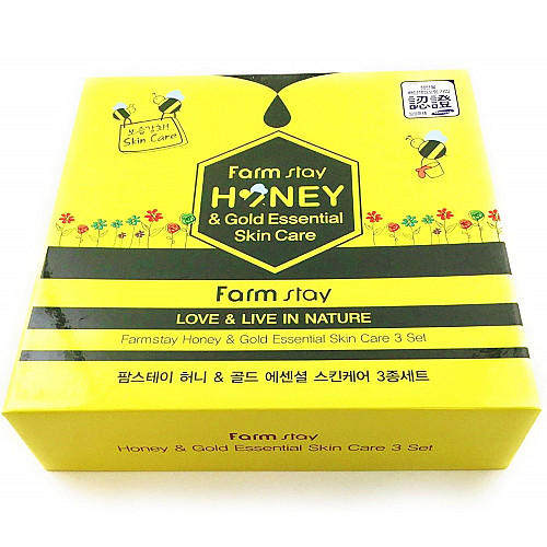 Набор по уходу за кожей лица с экстрактом меда и коллоидным золотом Farmstay Honey & Gold Essential Skin Care (8809237820892)