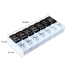 Таблетниця органайзер для таблеток Lesko Day-Night на 14 відділень 188х90 мм Black+White