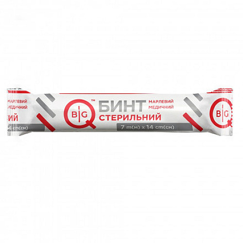 Бинт марлевий медичний стерильний BigQ тип 17 7 м х 14 см