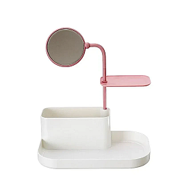 Органайзер для хранения косметики RIAS 7009 настольный с зеркалом White-Pink (3_01931)
