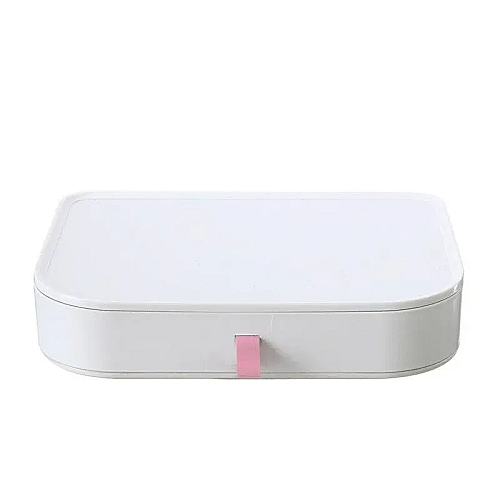 Органайзер для хранения косметики RIAS 7009 настольный с зеркалом White-Pink (3_01931)
