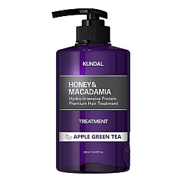 Питательный кондиционер Honey & Macadamia Protein Hair Treatment Apple Green Tea Kundal 500 мл
