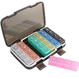 Таблетниця органайзер для таблеток Lesko Day-Night на 28 відділень Різнокольоровий (11030-61344)