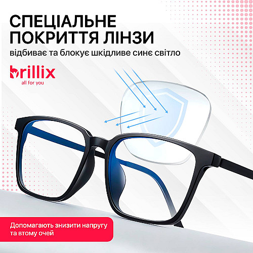 Защитные очки для компьютера Brillix универсальные с блокировкой голубого света матовые Mod 4 (PCR-8922)