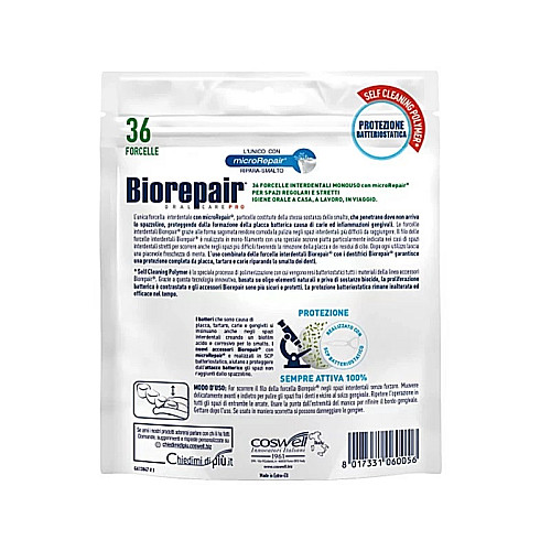 Флосер Biorepair з тримачем насичений гідроксиапатитом Білий 36 шт (8017331060056)