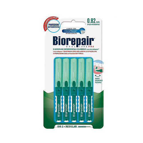 Интердентальная щетка Biorepair с гидроксиапатитом 0,82 мм Бело-зеленый 5 шт (8017331058367)