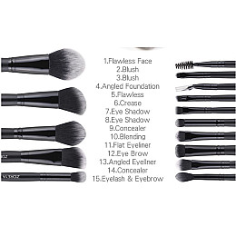 Набор кистей для макияжа 15шт Zoreya pride