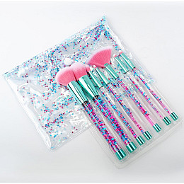 Набор кистей для макияжа с блестками 7шт Merry are blue crimson