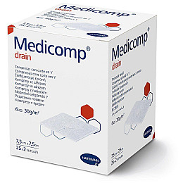 Стерильні сорбційні серветки Paul Hartmann Medicomp drain 7,5х7,5 см 2х25 шт