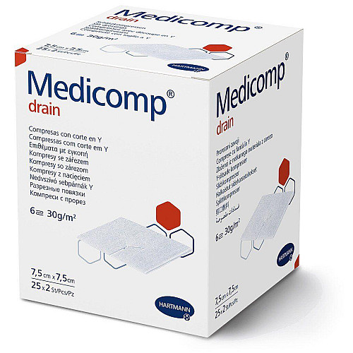 Стерильні сорбційні серветки Paul Hartmann Medicomp drain 7,5х7,5 см 2х25 шт