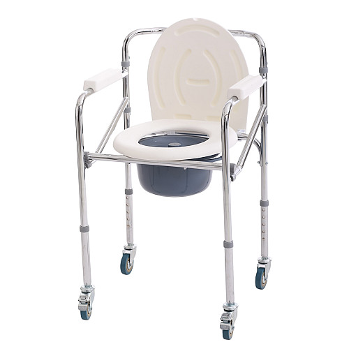 Кресло-туалет стандартное стальное на колесах MED1 SC7001W 42х66 см