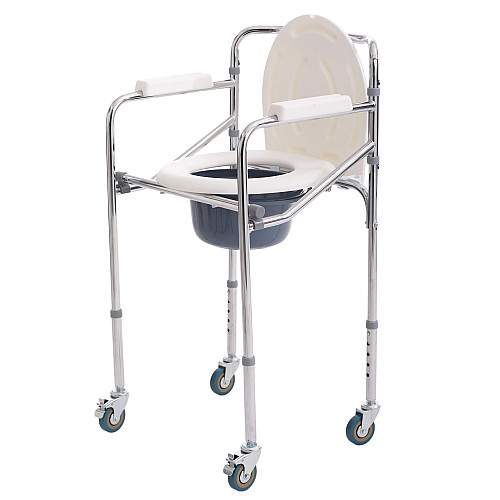 Кресло-туалет стандартное стальное на колесах MED1 SC7001W 42х66 см