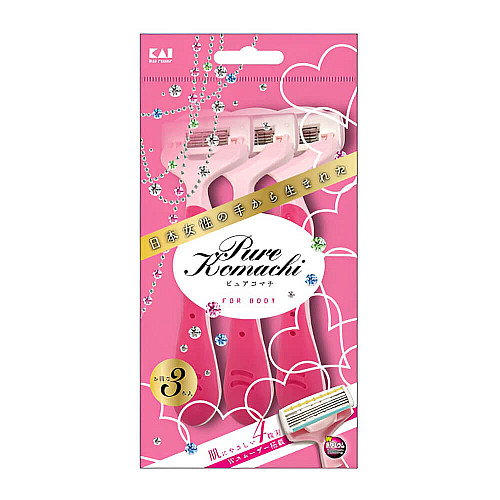Набір бритв для жінок Kai razor PURE KOMACHI Рожевий 3 шт