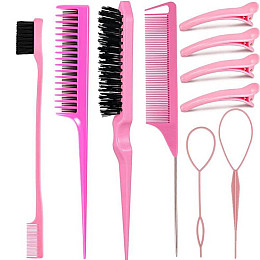 Набір гребінців та інструментів для укладки Urbankit 10 шт Pink GR98D