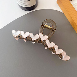 Крабик для волос ANbeauty с сердечками 13 см Серый (AN0103518)