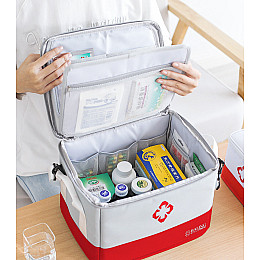 Сумка-органайзер для медикаментов каркасная L-med 31x24x22 см Бело-красный (IBC004LOR)