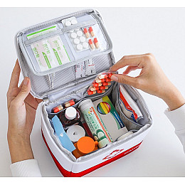 Сумка-органайзер для медикаментів каркасна 20x15x14,5 см Біло-червона (IBC004SOR)