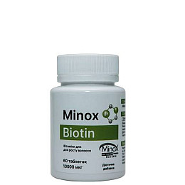 Вітаміни для волосся, шкіри та нігтів MINOX Biotin 60 табл