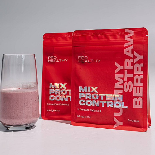 Протеїновий коктейль для контролю або збільшення ваги Choice PRO HEALTHY Mix Protein Control Yummy Полуниця 145 г (99101274101)