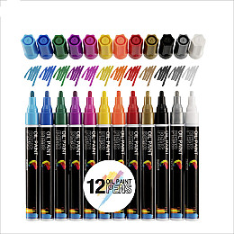 Масляные маркеры  ZENACOLOR набор 12 цветов (YV-MPM012)