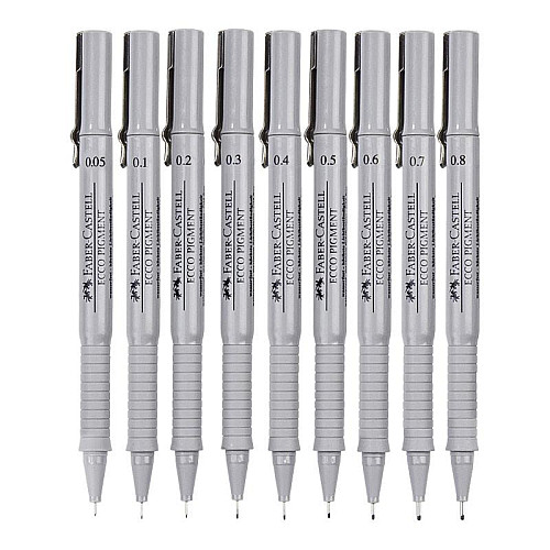 Набор черных линеров Faber-Castell ECCO PIGMENT 9 штук