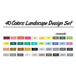 Маркеры для скетчинга TOUCHFIVE 40 цветов. Ландшафтный дизайн