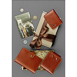 Мужской подарочный набор кожаных аксессуаров Чикаго Коричневый BlankNote