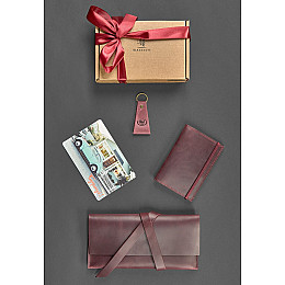 Набор кожаных аксессуаров для путешественника Венеция (кожа crazy horse) Бордовый BlankNote