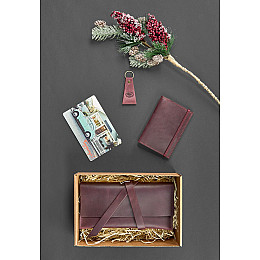 Набор кожаных аксессуаров для путешественника Венеция (кожа crazy horse) Бордовый BlankNote