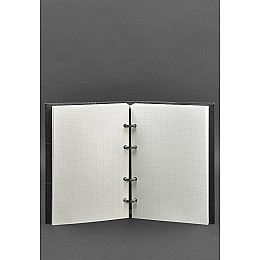 Кожаный блокнот на кольцах 9.0 с твердой черной обложкой BlankNote