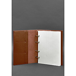 Кожаный блокнот на кольцах 9.0 с твердой коричневой обложкой BlankNote