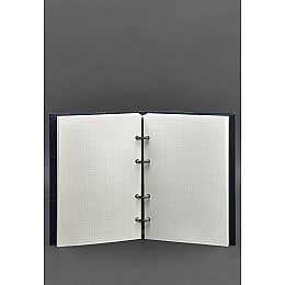 Кожаный блокнот на кольцах 9.0 с твердой синей обложкой BlankNote