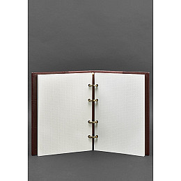 Кожаный блокнот на кольцах 9.0 с твердой бордовой обложкой BlankNote