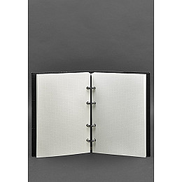 Кожаный блокнот на кольцах 9.0 с твердой угольно-черной обложкой BlankNote