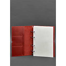 Кожаный блокнот А5 на кольцах (софт-бук) 9.0 в мягкой коралловой обложке BlankNote