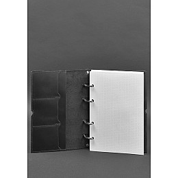 Кожаный блокнот А5 на кольцах (софт-бук) 9.0 в мягкой черной обложке BlankNote