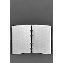 Кожаный блокнот А5 на кольцах (софт-бук) 9.0 в мягкой черной обложке BlankNote