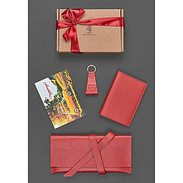 Набор кожаных аксессуаров для путешественника Мадрид Красный BlankNote