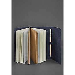 Кожаный блокнот (Софт-бук) 1.0 Темно-синий Краст BlankNote