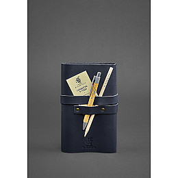 Кожаный блокнот (Софт-бук) 1.0 Темно-синий Краст BlankNote