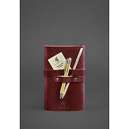 Женский кожаный блокнот (Софт-бук) 1.0 бордовый Crazy Horse BlankNote