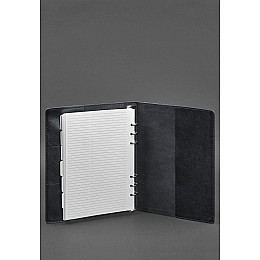 Кожаный блокнот на сегрегаторе (мягкая обложка на кольцах) 13.0 темно-синий BlankNote