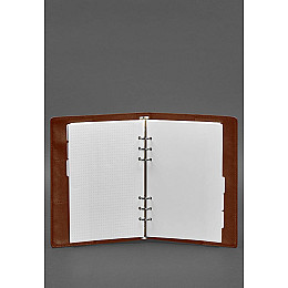 Кожаный блокнот на сегрегаторе (мягкая обложка на кольцах) 13.0 светло-коричневый BlankNote