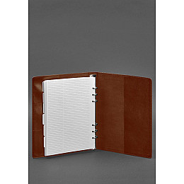 Кожаный блокнот на сегрегаторе (мягкая обложка на кольцах) 13.0 светло-коричневый BlankNote