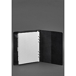 Кожаный блокнот на сегрегаторе (мягкая обложка на кольцах) 13.0 черный BlankNote