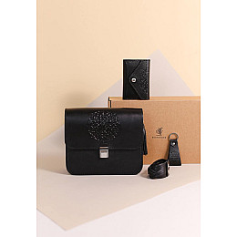 Женский подарочный набор кожаных аксессуаров Денвер Черный BlankNote